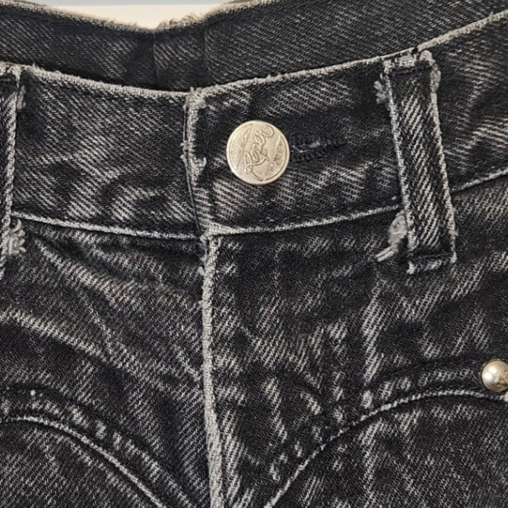 Vintage Roper Black Acid Wash High Waisted Western Studded Tapered Jeans 90s 5/6 - Picture 5 of 5